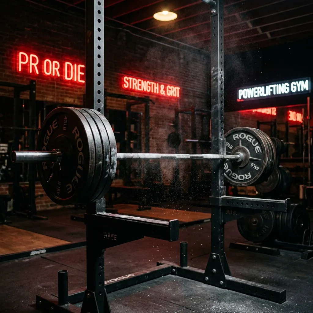 Power rack with calibrated plates in the strength zone